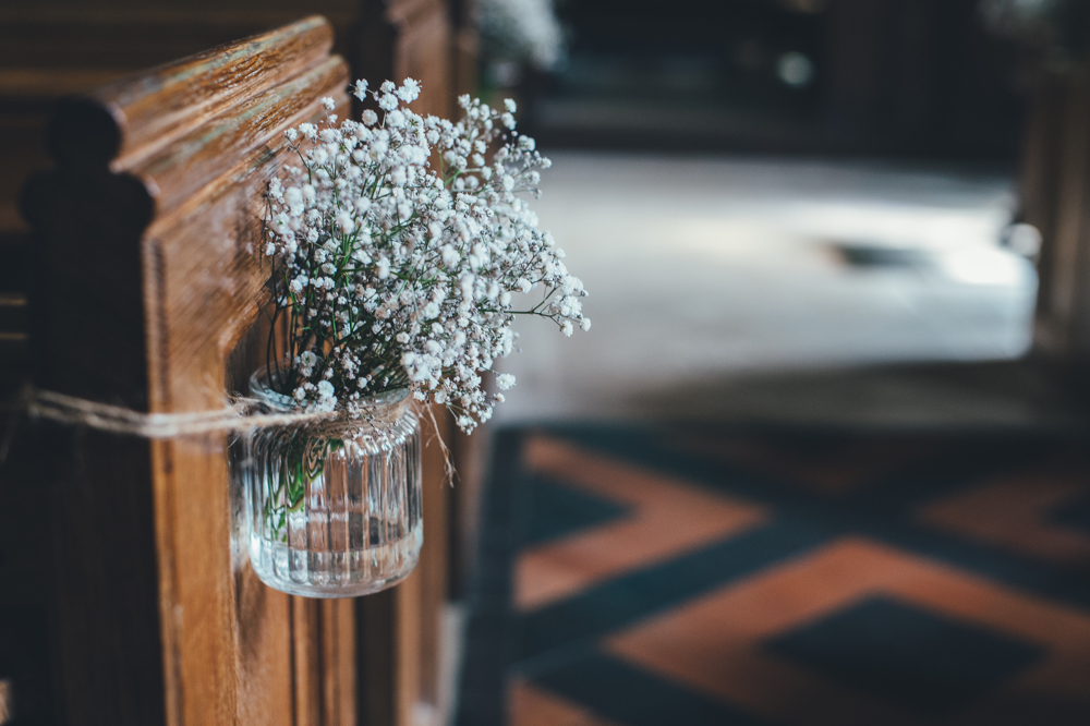 Pretty Flowers on a Pew