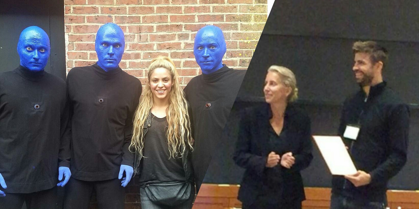 Shakira encontra o Blue Man Group e Piqué recebe diploma de Harvard